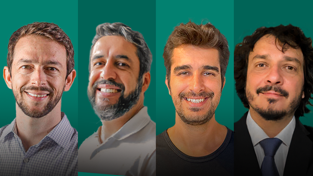 Vinícius Bravim, Daniel Jardim, Rafael Gontijo e Rafael Cardoso debate a gestão colaborativa de contratos no meetup da Timenow